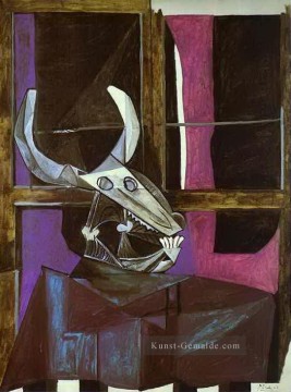 Stillleben mit Steers Schädel 1942 kubistisch Ölgemälde